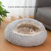 Sacos de dormir para animais de estimação semi-fechados, almofada longa e redonda para gatos, pelúcia macia 2 em 1, camas quentes para gatos, conforto simples, ninho quente para dormir de filhotes