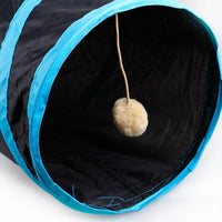 BRINQUEDOS-Túnel de brinquedo para gatos, azul e preto, tubo de brincar dobrável, divertido, pop-up, jogo interativo de perseguição, casa de brincar durável para gatinhos internos
