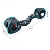 BRINQUEDOS-Túnel de brinquedo para gatos, azul e preto, tubo de brincar dobrável, divertido, pop-up, jogo interativo de perseguição, casa de brincar durável para gatinhos internos