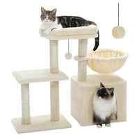 CAMINHAS-Árvore para gatos, torre para gatos de interior, 2 estilos, árvore de atividades para gatos com postes para arranhar, rede grande e poleiro superior removível, cinza