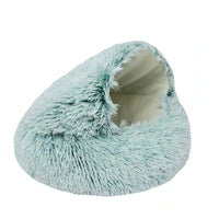 CAMINHAS-Cama macia de pelúcia para animais de estimação com capa, cama redonda para gatos, colchão para animais de estimação, ninho quente para dormir em cães pequenos e gatinhos