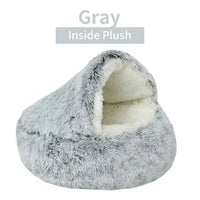 Sacos de dormir para animais de estimação semi-fechados, almofada longa e redonda para gatos, pelúcia macia 2 em 1, camas quentes para gatos, conforto simples, ninho quente para dormir de filhotes