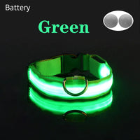 ACESSÓRIOS-Coleira de cachorro com LED e carregamento USB, anti-perda, segurança noturna, luz luminosa, ajustável, de nylon, para animais de estimação, coleiras brilhantes