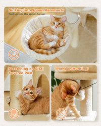 CAMINHAS-Árvore para gatos, torre para gatos de interior, 2 estilos, árvore de atividades para gatos com postes para arranhar, rede grande e poleiro superior removível, cinza