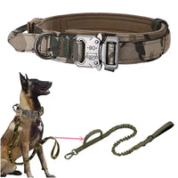 ACESSÓRIOS-Conjunto de coleira tática militar para cães, coleira durável para animais de estimação, coleira retrátil, acessório de treinamento para cães de médio e grande porte, pastor alemão