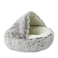 CAMINHAS-Cama macia de pelúcia para animais de estimação com capa, cama redonda para gatos, colchão para animais de estimação, ninho quente para dormir em cães pequenos e gatinhos
