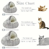 Sacos de dormir para animais de estimação semi-fechados, almofada longa e redonda para gatos, pelúcia macia 2 em 1, camas quentes para gatos, conforto simples, ninho quente para dormir de filhotes
