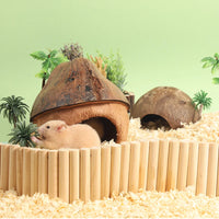 CAMINHAS-Casa de hamster resistente a mordidas, gaiolas de coco naturais para animais de estimação pequenos, esconderijo para porquinhos-da-índia, casa de madeira para hamster, suprimentos para animais de estimação