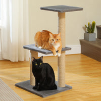 CAMINHAS-Árvore para gatos, torre para gatos de interior, 2 estilos, árvore de atividades para gatos com postes para arranhar, rede grande e poleiro superior removível, cinza