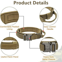 ACESSÓRIOS-Conjunto de coleira tática militar para cães, coleira durável para animais de estimação, coleira retrátil, acessório de treinamento para cães de médio e grande porte, pastor alemão