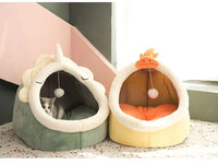 CAMINHAS-Cama para gatos com estampa de desenho animado, dobrável, removível e lavável, para cães pequenos, com tapete, bolsa, caverna, cama para gatos