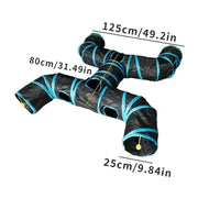 BRINQUEDOS-Túnel de brinquedo para gatos, azul e preto, tubo de brincar dobrável, divertido, pop-up, jogo interativo de perseguição, casa de brincar durável para gatinhos internos