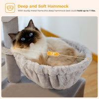 CAMINHAS-Árvore para gatos, torre para gatos de interior, 2 estilos, árvore de atividades para gatos com postes para arranhar, rede grande e poleiro superior removível, cinza