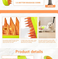 HIGIENE-Escova elétrica para massagem e tosa de animais de estimação, escova elétrica 3 em 1 para massagem e escova de vapor para gatos e cachorros