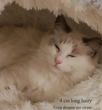 Sacos de dormir para animais de estimação semi-fechados, almofada longa e redonda para gatos, pelúcia macia 2 em 1, camas quentes para gatos, conforto simples, ninho quente para dormir de filhotes