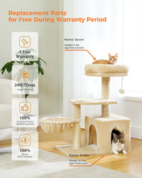 CAMINHAS-Árvore para gatos, torre para gatos de interior, 2 estilos, árvore de atividades para gatos com postes para arranhar, rede grande e poleiro superior removível, cinza