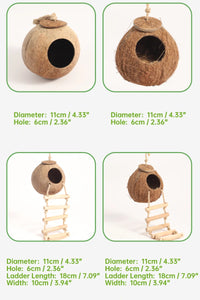 CAMINHAS-Casa de hamster resistente a mordidas, gaiolas de coco naturais para animais de estimação pequenos, esconderijo para porquinhos-da-índia, casa de madeira para hamster, suprimentos para animais de estimação