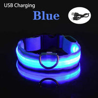 ACESSÓRIOS-Coleira de cachorro com LED e carregamento USB, anti-perda, segurança noturna, luz luminosa, ajustável, de nylon, para animais de estimação, coleiras brilhantes