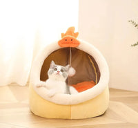 CAMINHAS-Cama para gatos com estampa de desenho animado, dobrável, removível e lavável, para cães pequenos, com tapete, bolsa, caverna, cama para gatos
