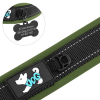 ACESSÓRIOS-Coleira refletiva para cães, identificação personalizada, fivela, gravação gratuita, coleira acolchoada macia, ajustável para cães pequenos, médios e grandes