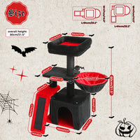 CAMINHAS-Árvore para gatos, torre para gatos de interior, 2 estilos, árvore de atividades para gatos com postes para arranhar, rede grande e poleiro superior removível, cinza