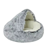 CAMINHAS-Cama macia de pelúcia para animais de estimação com capa, cama redonda para gatos, colchão para animais de estimação, ninho quente para dormir em cães pequenos e gatinhos