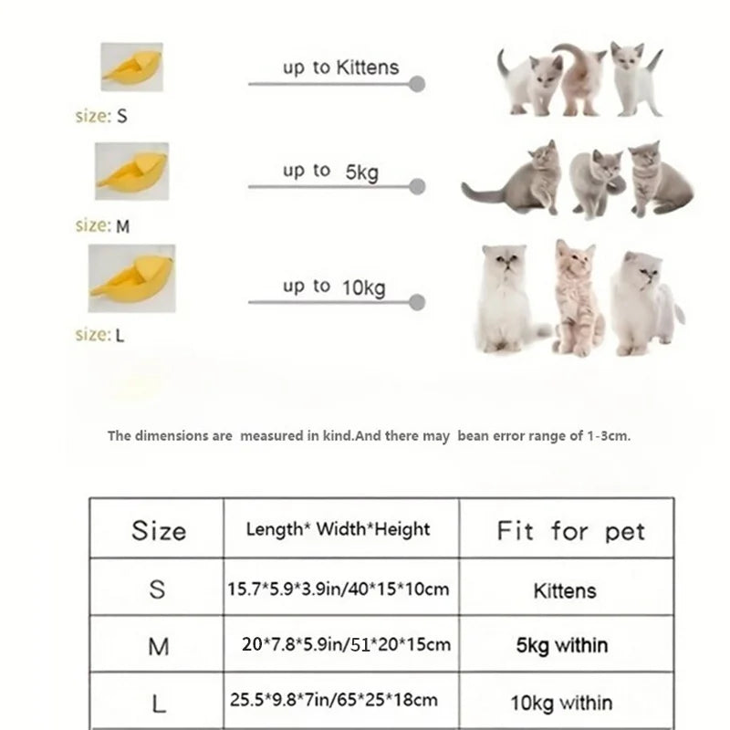 CAMINHAS-Cama de gato banana, fofa, engraçada, aconchegante, tapete para gatos, quente, durável, portátil, cesta para animais de estimação, canil, almofada para cães, suprimentos para gatos, multicoloridor