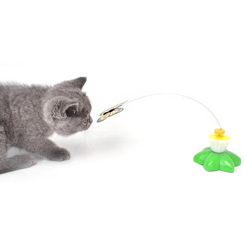 BRINQUEDOS-Automatic Rotating Electric Cat Toy Colorful Butterfly Bird Animal Shape Plastic Funny Kitten Pet Dog Interactive Training Toys