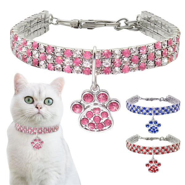ACESSÓRIOS-Colar de corrente estendida de liga durável para animais de estimação de zircônia brilhante, colar para cães e gatos, presentes de festa rosa, colar para cães e gatos