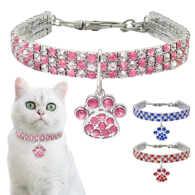 ACESSÓRIOS-Colar de corrente estendida de liga durável para animais de estimação de zircônia brilhante, colar para cães e gatos, presentes de festa rosa, colar para cães e gatos