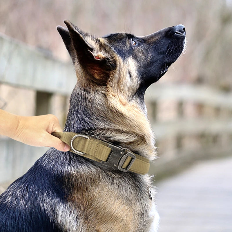 ACESSÓRIOS-Conjunto de coleira tática militar para cães, coleira durável para animais de estimação, coleira retrátil, acessório de treinamento para cães de médio e grande porte, pastor alemão
