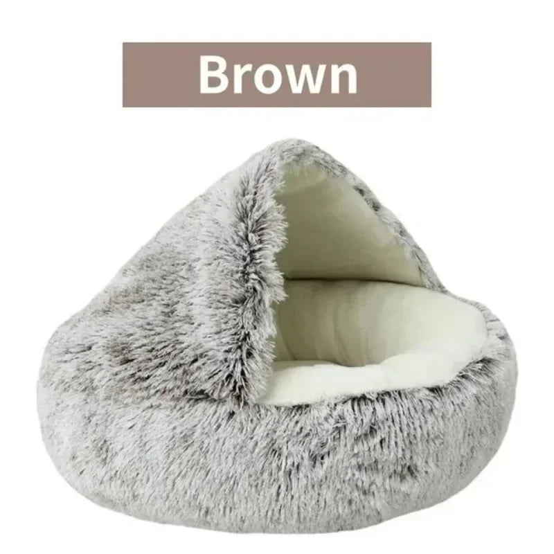 Sacos de dormir para animais de estimação semi-fechados, almofada longa e redonda para gatos, pelúcia macia 2 em 1, camas quentes para gatos, conforto simples, ninho quente para dormir de filhotes