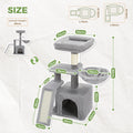 CAMINHAS-Árvore para gatos, torre para gatos de interior, 2 estilos, árvore de atividades para gatos com postes para arranhar, rede grande e poleiro superior removível, cinza