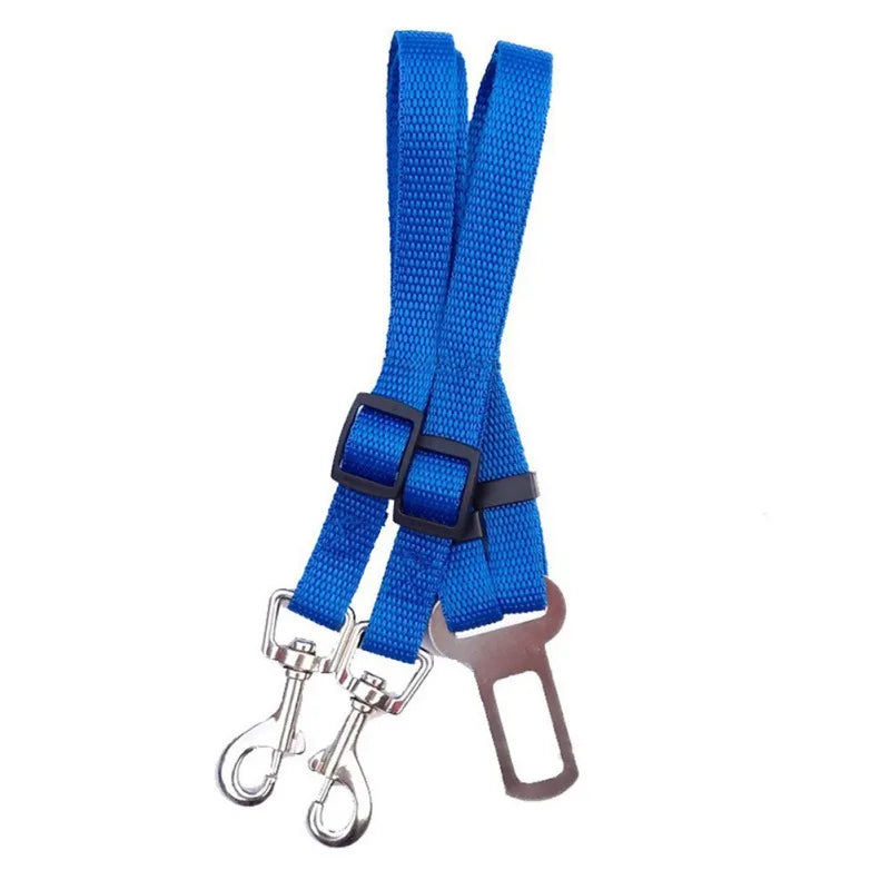 ACESSÓRIOS-Coleira de segurança ajustável com cabeça dupla para carro, cinto de segurança para animais de estimação, coleira de segurança para carro, dois arreios para cães, alavanca de segurança, coleiras de tração para cães