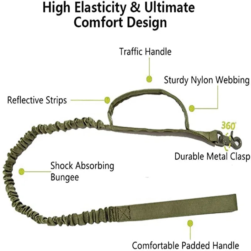 ACESSÓRIOS-Conjunto de coleira tática militar para cães, coleira durável para animais de estimação, coleira retrátil, acessório de treinamento para cães de médio e grande porte, pastor alemão