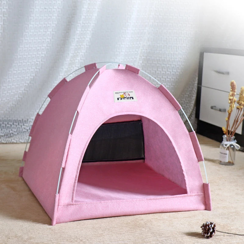 CAMINHAS-Casa dobrável para gatos, tenda para animais de estimação, quatro estações, ninho universal para gatos e cães, tapete refrescante de verão, portátil, dobrável e respirável para áreas externas