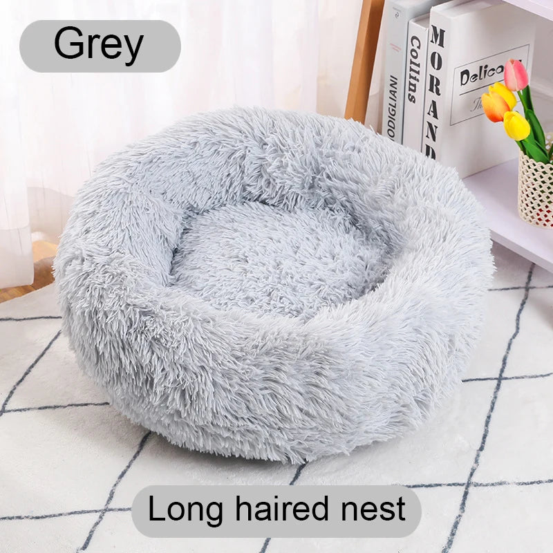 CAMINHAS-Cama redonda para animais de estimação de 40-60 cm, cama para cães grandes, cama supermacia para gatos, longa, de pelúcia, cesta para cães, almofada, cama para gatos, tapete para animais, sofá para dormir