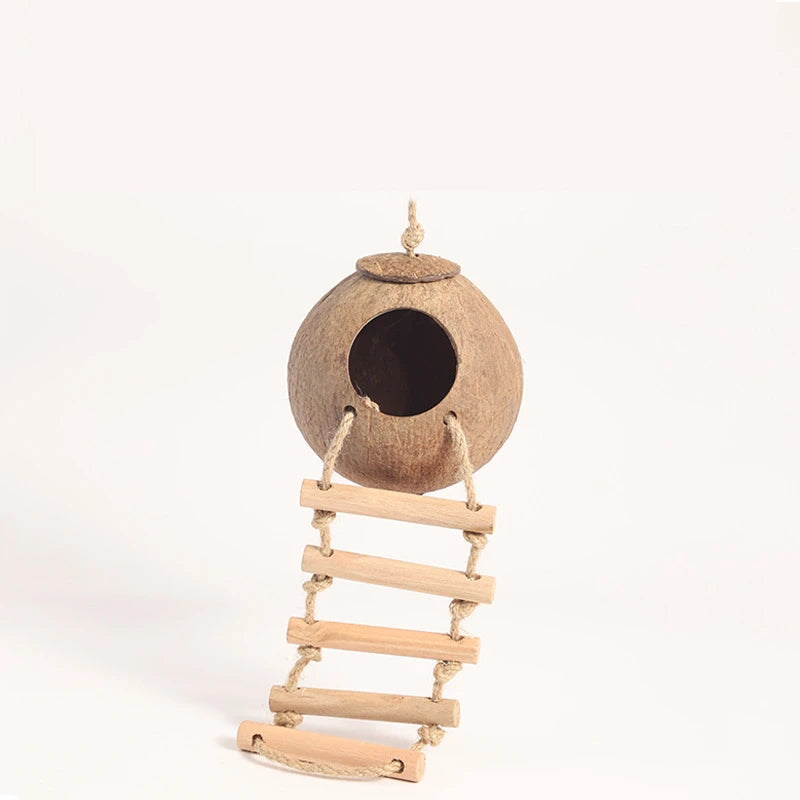 CAMINHAS-Casa de hamster resistente a mordidas, gaiolas de coco naturais para animais de estimação pequenos, esconderijo para porquinhos-da-índia, casa de madeira para hamster, suprimentos para animais de estimação