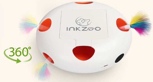 BRINQUEDOS-Brinquedos para gatos INKZOO, brinquedos interativos para gatos de interior, brinquedo interativo inteligente para gatinhos, brinquedo automático para ratos com 7 furos que mata toupeiras