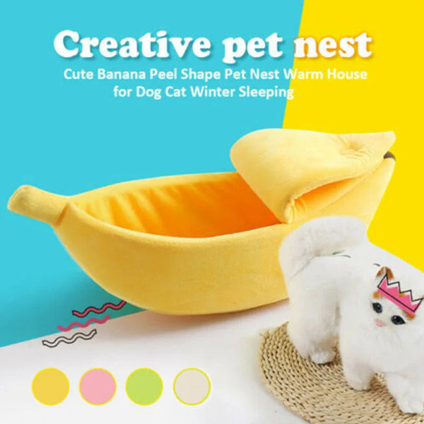 CAMINHAS-Cama de gato banana, fofa, engraçada, aconchegante, tapete para gatos, quente, durável, portátil, cesta para animais de estimação, canil, almofada para cães, suprimentos para gatos, multicoloridor
