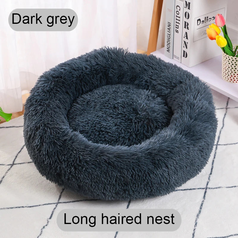 CAMINHAS-Cama redonda para animais de estimação de 40-60 cm, cama para cães grandes, cama supermacia para gatos, longa, de pelúcia, cesta para cães, almofada, cama para gatos, tapete para animais, sofá para dormir