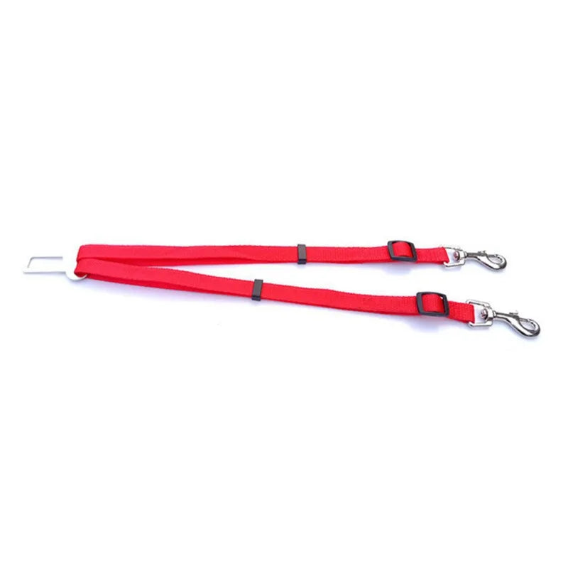 ACESSÓRIOS-Coleira de segurança ajustável com cabeça dupla para carro, cinto de segurança para animais de estimação, coleira de segurança para carro, dois arreios para cães, alavanca de segurança, coleiras de tração para cães