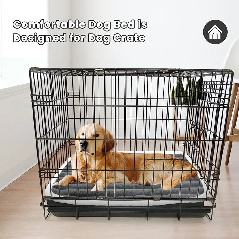 CAMINHAS-Cama curta de pelúcia para cães com fundo antiderrapante, cama ortopédica de espuma para cães, capa removível para cães grandes, médios e pequenos, lavável à máquina