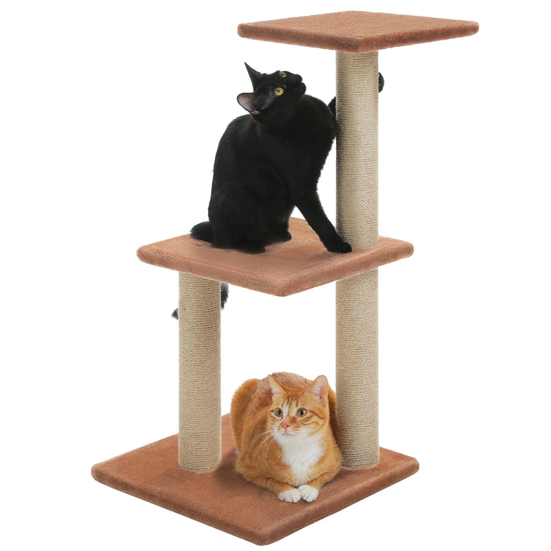 CAMINHAS-Árvore para gatos, torre para gatos de interior, 2 estilos, árvore de atividades para gatos com postes para arranhar, rede grande e poleiro superior removível, cinza