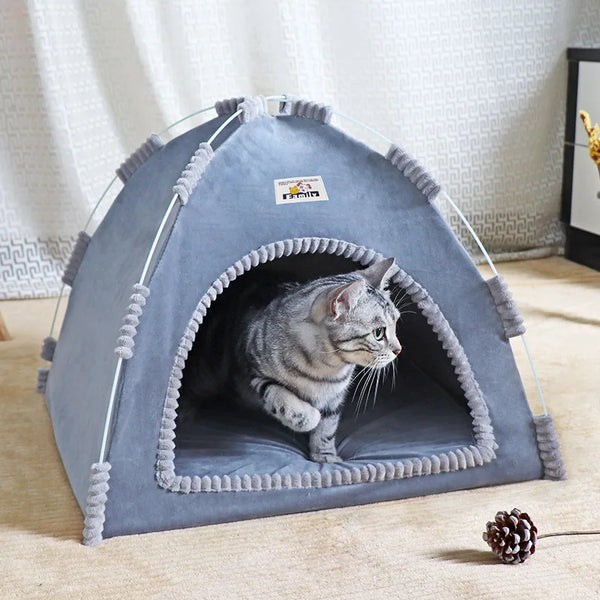 CAMINHAS-Casa dobrável para gatos, tenda para animais de estimação, quatro estações, ninho universal para gatos e cães, tapete refrescante de verão, portátil, dobrável e respirável para áreas externas