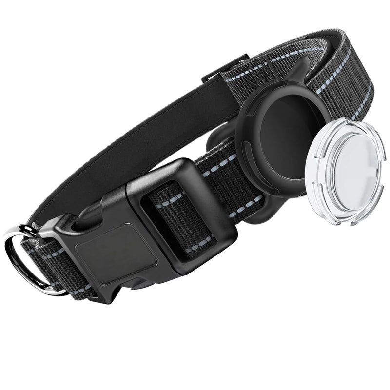 ACESSÓRIOS-Airtag Dog Collar with Waterproof AirTag Case, Reflective Soft Padded & Safety Air Tag Pet Collar Adjustable for Large Dogs
