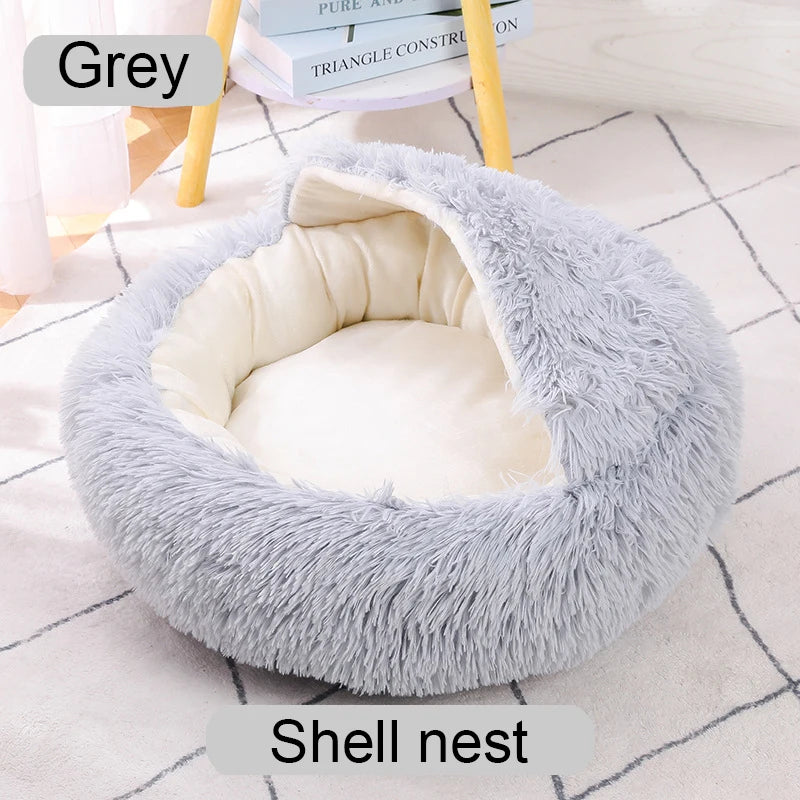 CAMINHAS-Cama redonda para animais de estimação de 40-60 cm, cama para cães grandes, cama supermacia para gatos, longa, de pelúcia, cesta para cães, almofada, cama para gatos, tapete para animais, sofá para dormir