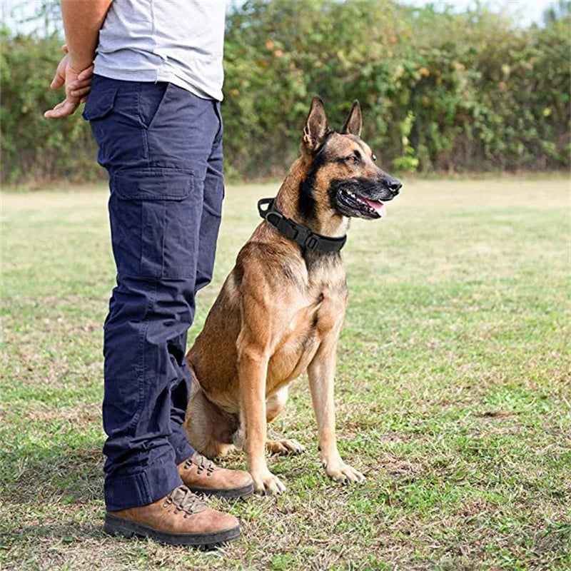 ACESSÓRIOS-Conjunto de coleira tática militar para cães, coleira durável para animais de estimação, coleira retrátil, acessório de treinamento para cães de médio e grande porte, pastor alemão