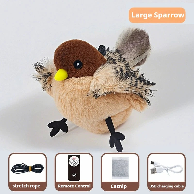 BRINQUEDOS-Flappy Bird Brinquedo Interativo para Gatos Controle Remoto USB Recarregável Brinquedo de Pelúcia para Gatos de Estimação Brinquedo de Pássaro Batendo as Batidas Estimula o Instinto de Caças