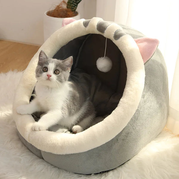 CAMINHAS-Cama para gatos com estampa de desenho animado, dobrável, removível e lavável, para cães pequenos, com tapete, bolsa, caverna, cama para gatos